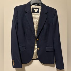 J.Crew Women’s Wool Blend Blazer Navy with Gold Buttons